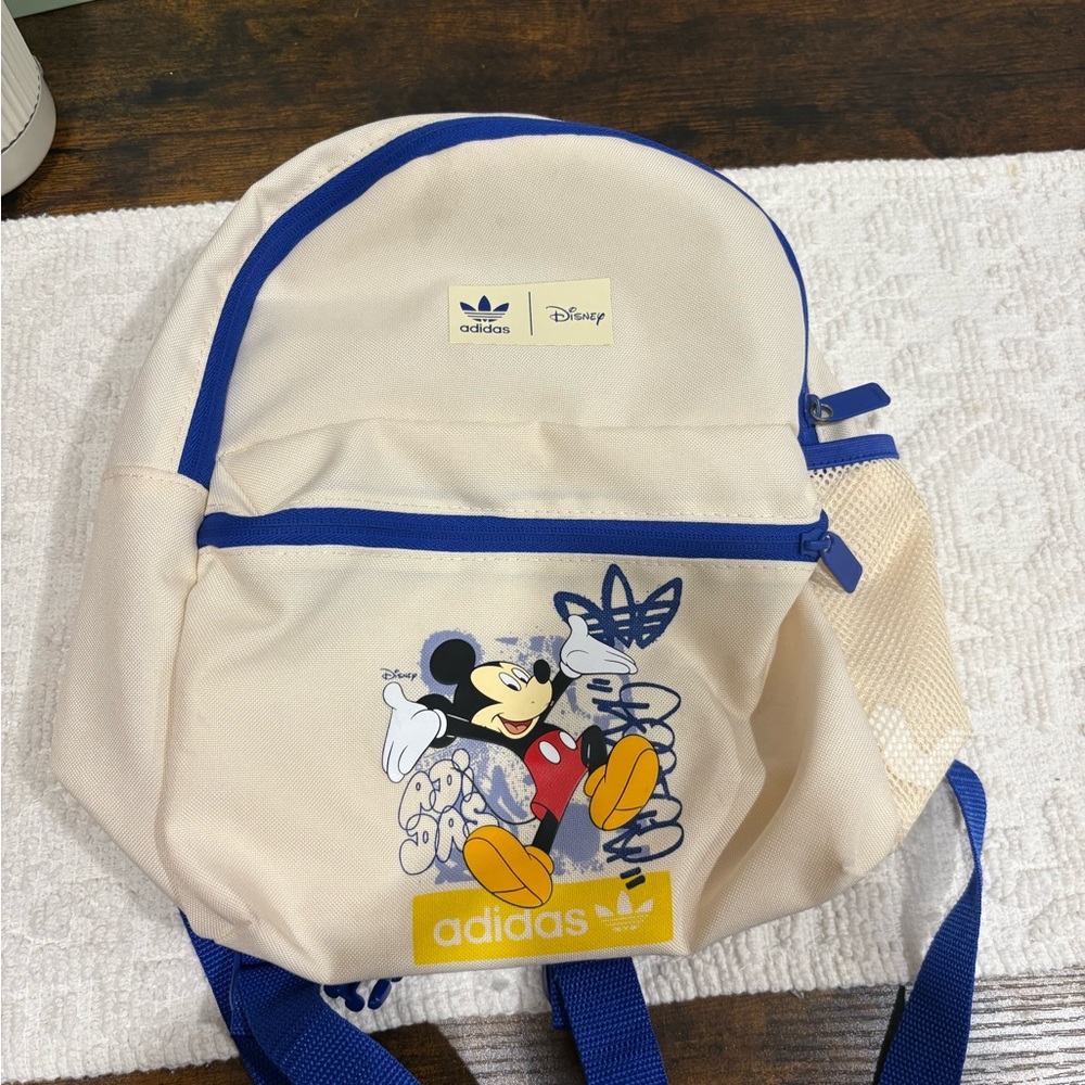 Adidas Cream and Blue Mickey Mouse Backpack